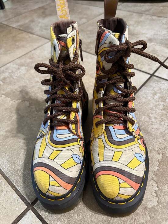 Dr. Martens Shoes - Dr. Martens Jadon Retro Ray Kemble Canvas Platform 8-Eye Boots